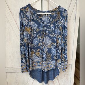 Lucky Brand Floral Top Women’s Large Blue